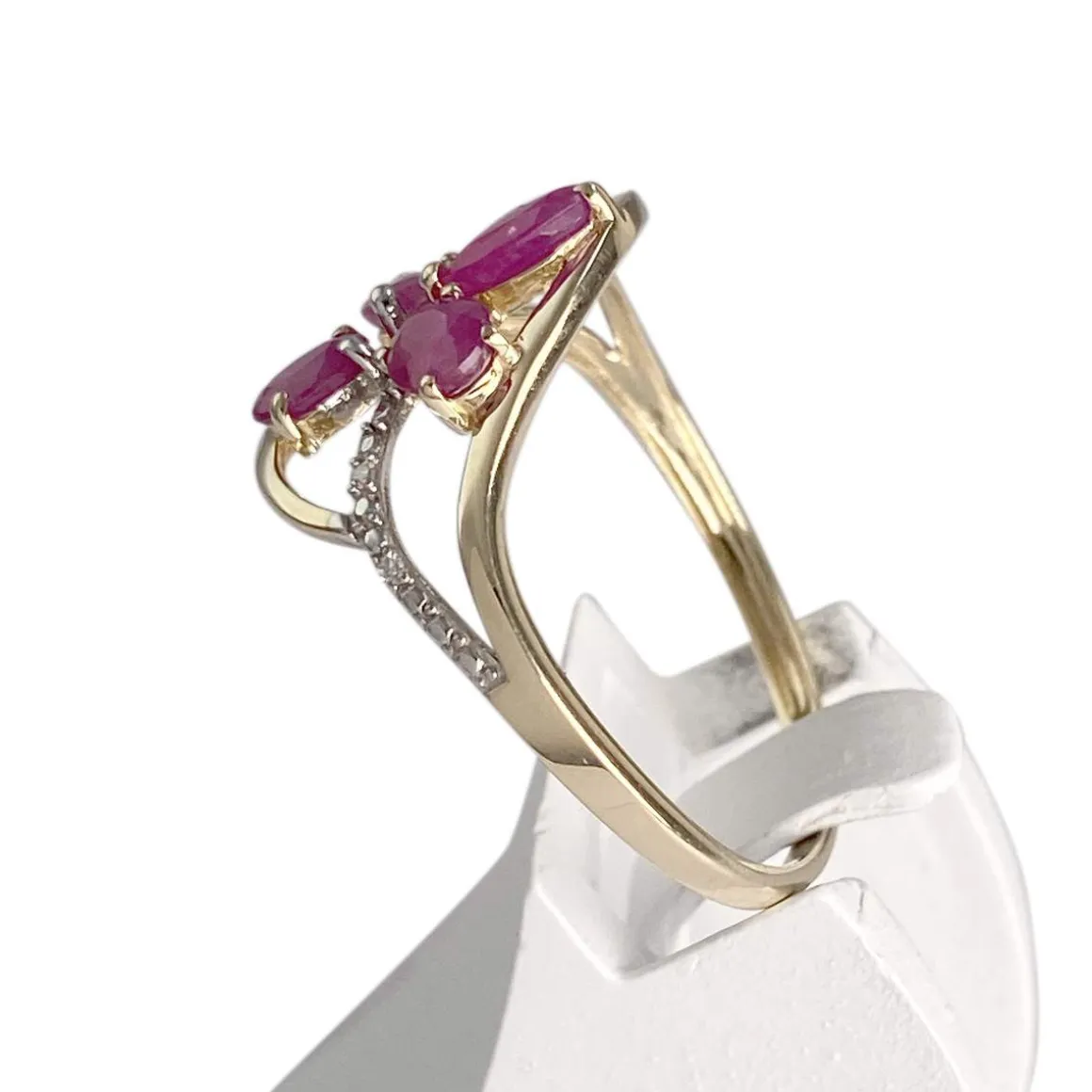 Bague d'occasion or 375 2 tons rubis diamant