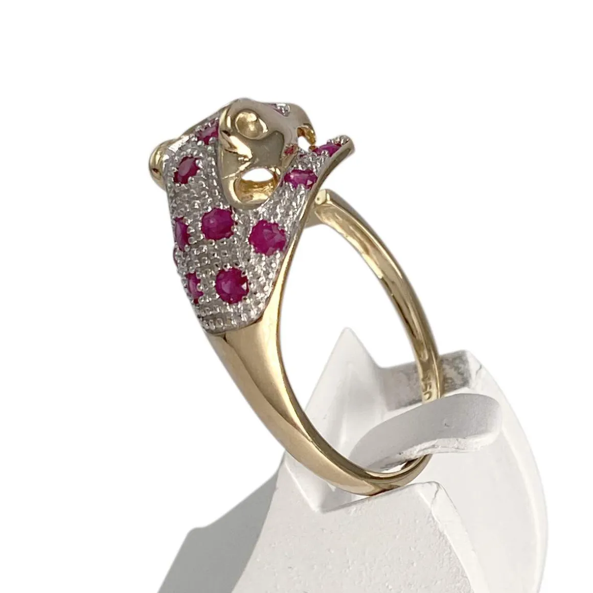 Bague d'occasion or 750 2 tons rubis diamant