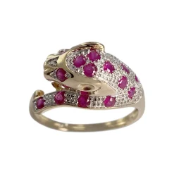 Bague d'occasion or 750 2 tons rubis diamant