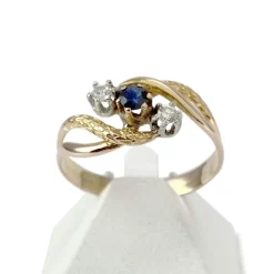Bague d'occasion or 750 2 tons saphir diamants