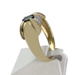 Bague d'occasion or 750 2 tons saphir diamants