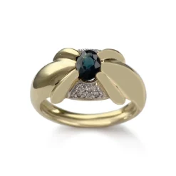 Bague d'occasion or 750 2 tons saphir diamants