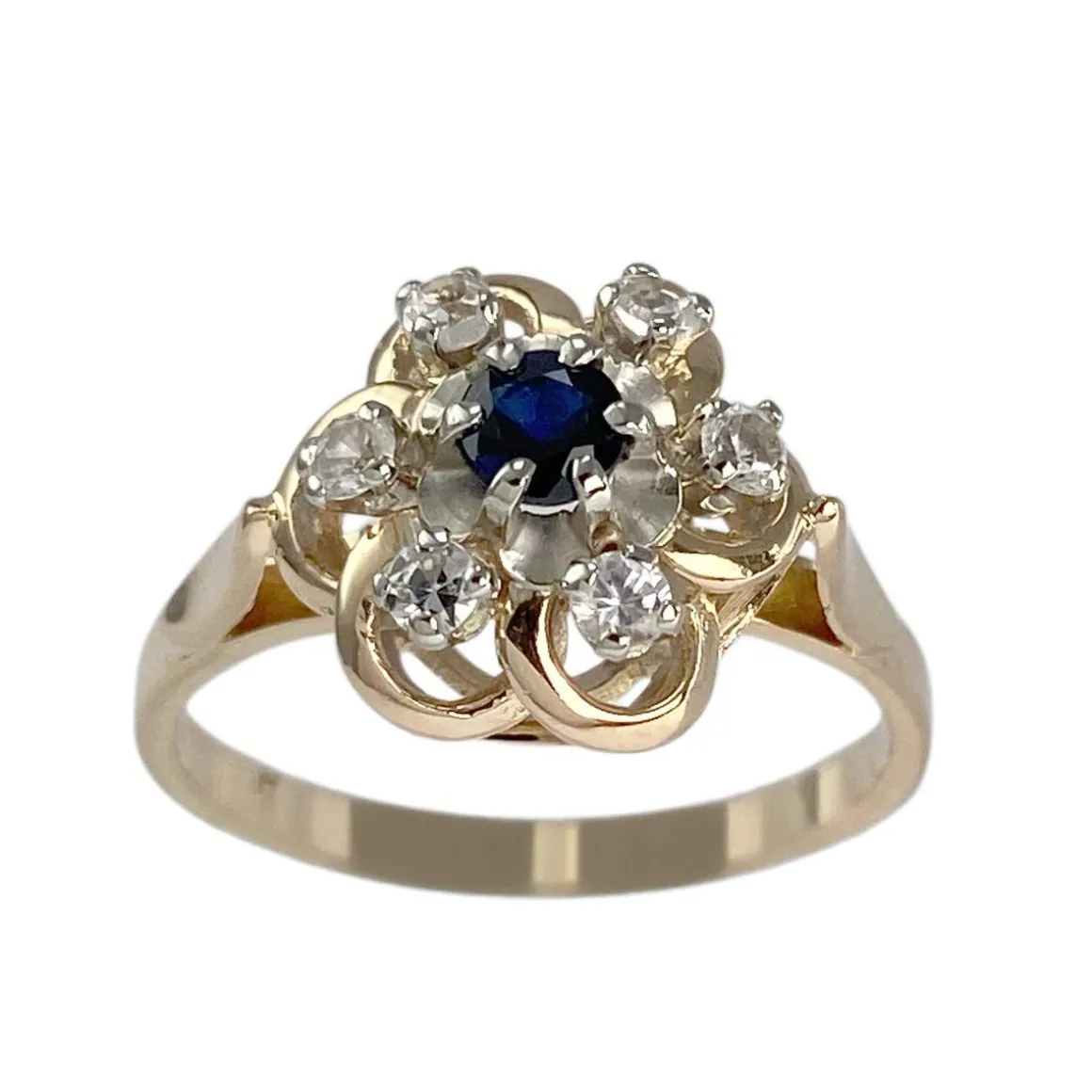 Bague d'occasion or 750 2 tons saphir spinelles synthétiques