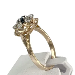 Bague d'occasion or 750 2 tons saphir spinelles synthétiques