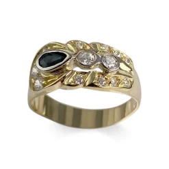 Bague d'occasion or 750 2 tons saphir zirconias