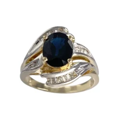 Bague d'occasion or 750 2 tons saphir diamants