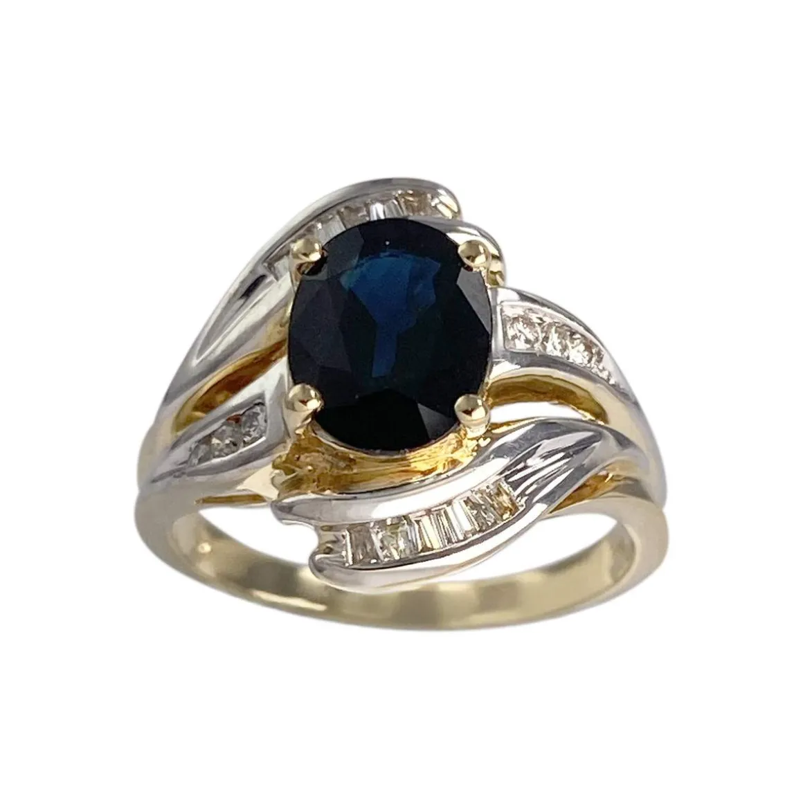 Bague d'occasion or 750 2 tons saphir diamants