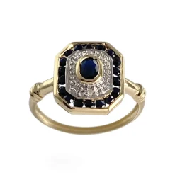 Bague d'occasion or 750 2 tons saphir saphirs diamants