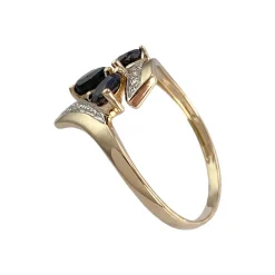 Bague d'occasion or 375 2 tons saphir diamant