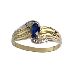 Bague d'occasion  or 750 2 tons saphir, diamants