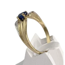 Bague d'occasion  or 750 2 tons saphir, diamants