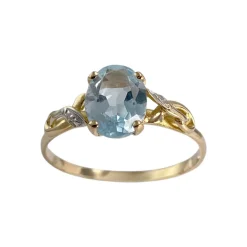 Bague d'occasion or 750 2 tons topaze bleue traitée