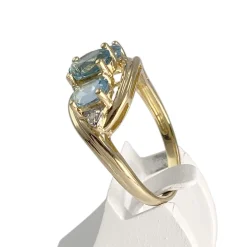 Bague d'occasion or 750 2 tons topazes bleues traitées diamants