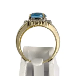 Bague d'occasion or 750 2 tons topazes bleue traitée