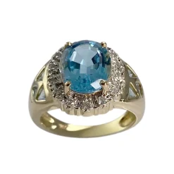 Bague d'occasion or 750 2 tons topazes bleue traitée