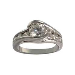 Bague d'occasion platine gris diamants