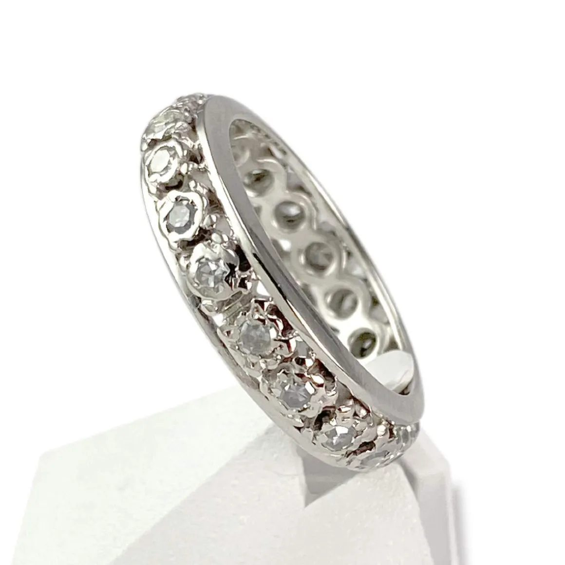 Bague d'occasion tour complet or 750 blanc diamants
