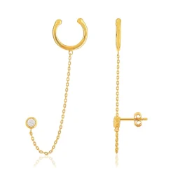 Bague d'oreille ear cuff plaqué or zirconia, vendue à l'unité