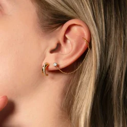 Bague d'oreille ear cuff plaqué or zirconia, vendue à l'unité