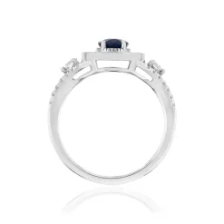 Bague MATY Or 750 blanc Saphir Diamants noirs traités et diamants blans