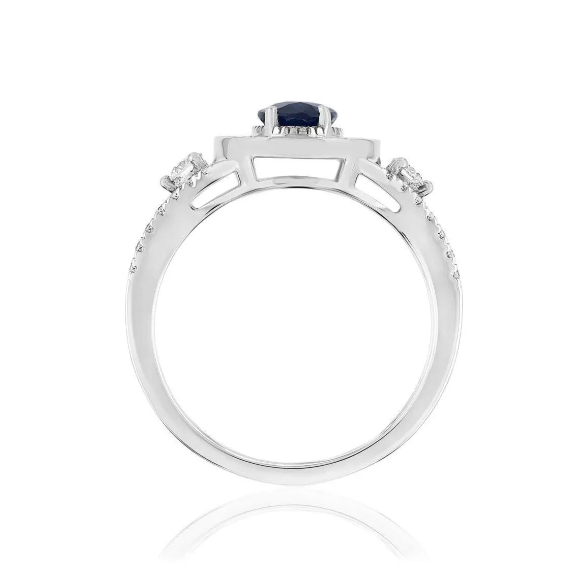 Bague MATY Or 750 blanc Saphir Diamants noirs traités et diamants blans