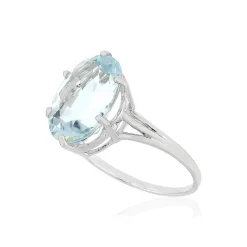 Bague or blanc 750, 1 Aigue marine.