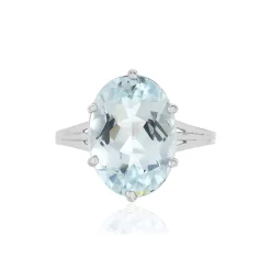 Bague or blanc 750, 1 Aigue marine.
