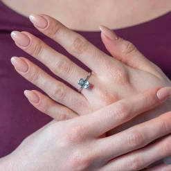 Bague or 375 blanc aigue marine