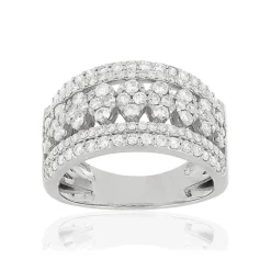Bague or 750 blanc ajourée diamants synthétiques 1,25 carat