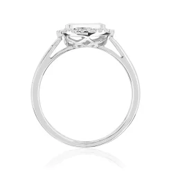 Bague or 750 blanc carrée diamants synthétiques 0,50 carat