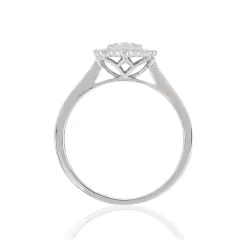 Bague or 750 blanc carrée diamants