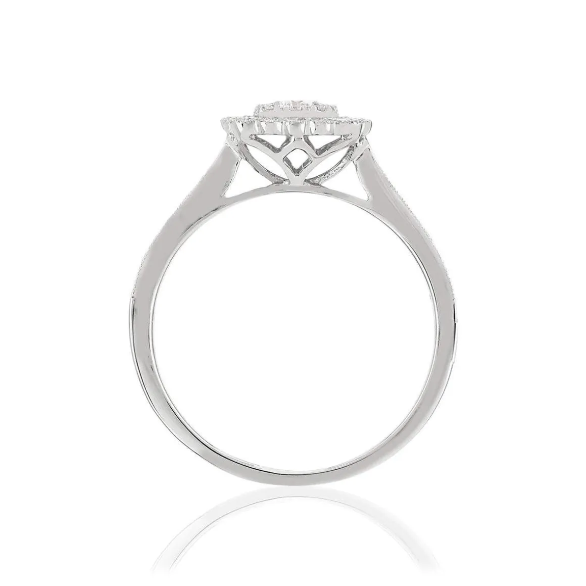 Bague or 750 blanc carrée diamants