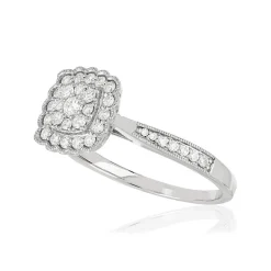 Bague or 750 blanc carrée diamants