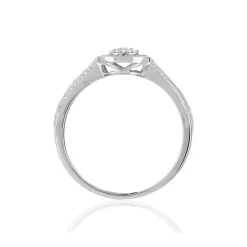 Bague or 375 blanc centre ajouré diamants