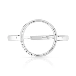 Bague or 375 blanc cercle diamants