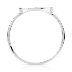 Bague or 375 blanc cercle diamants