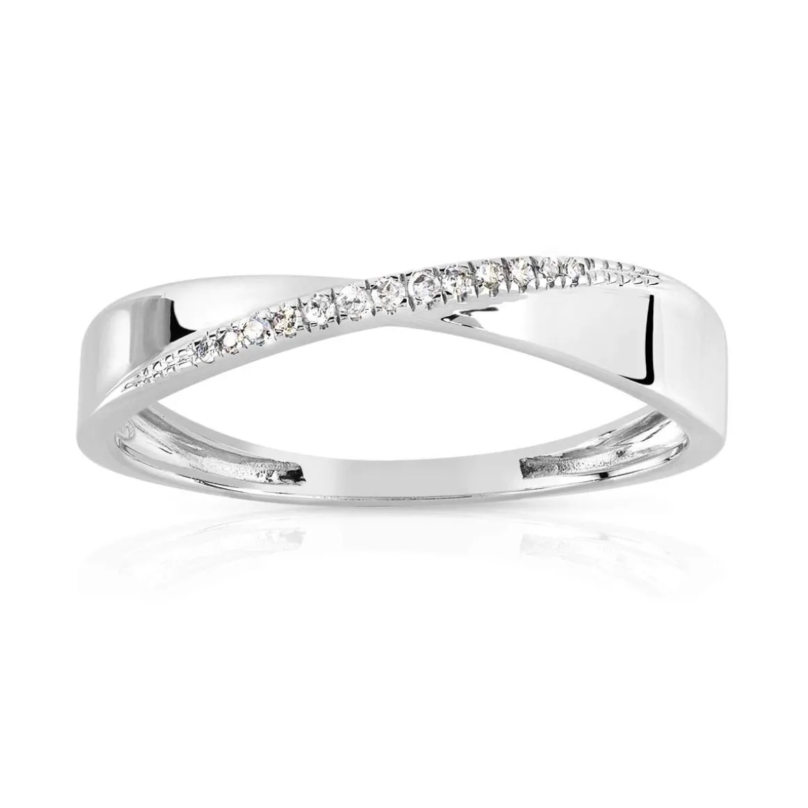 Bague or 375 blanc diamants