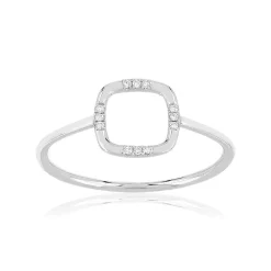 Bague or 375 blanc diamants