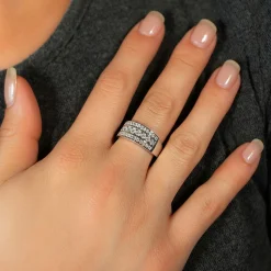 Bague or 375 blanc diamants