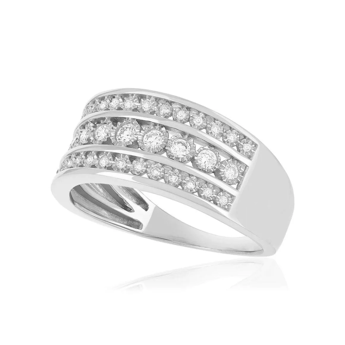 Bague or 375 blanc diamants