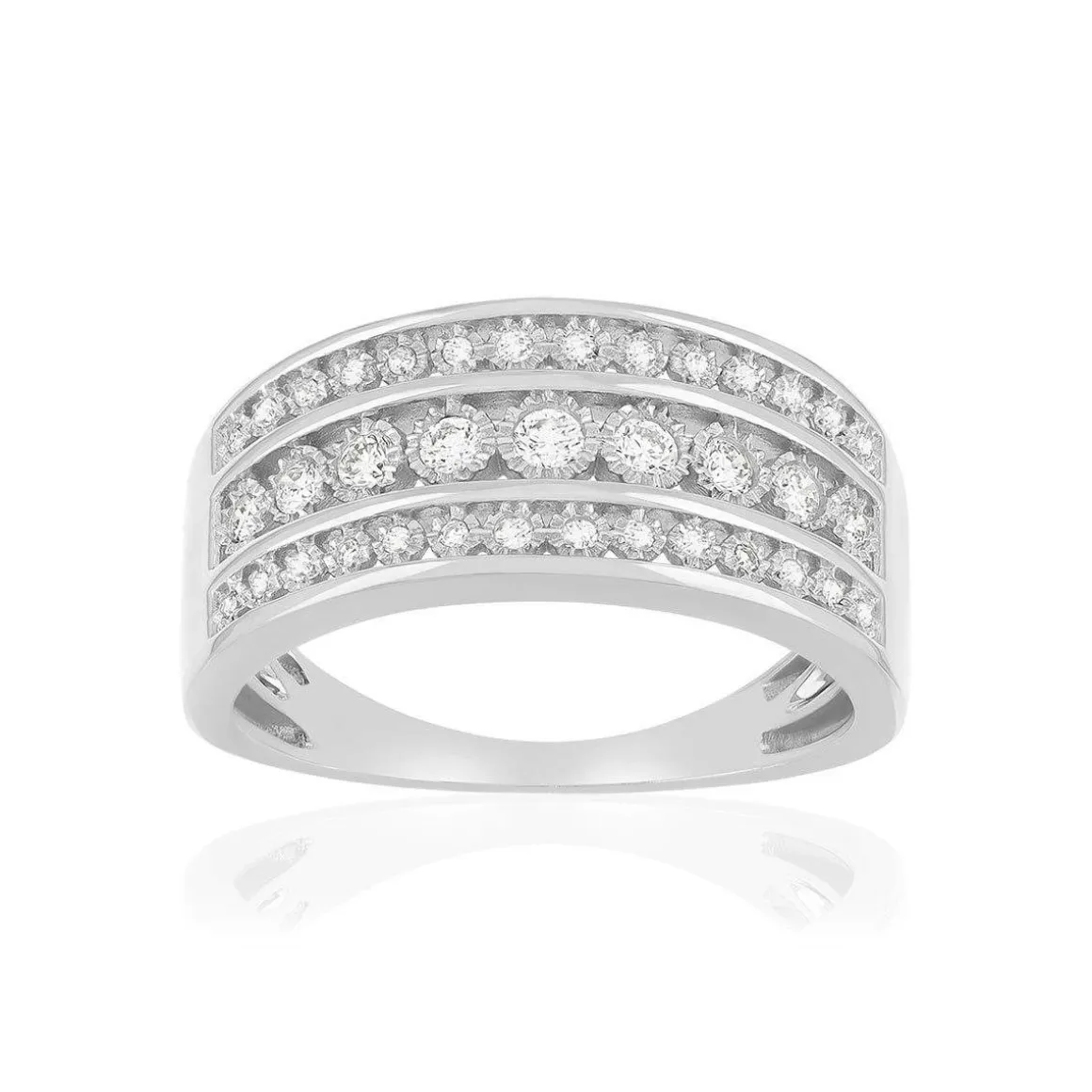 Bague or 375 blanc diamants