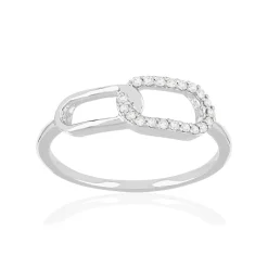 Bague or 375 blanc diamants