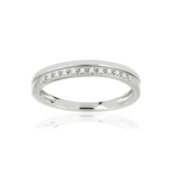 Bague or 375 blanc diamants