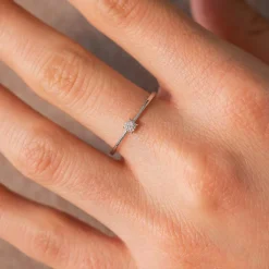 Bague or 375 blanc diamants
