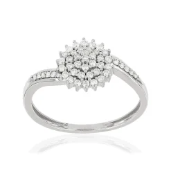 Bague or 375 blanc diamants