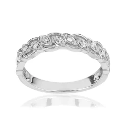 Bague or 375 blanc diamants