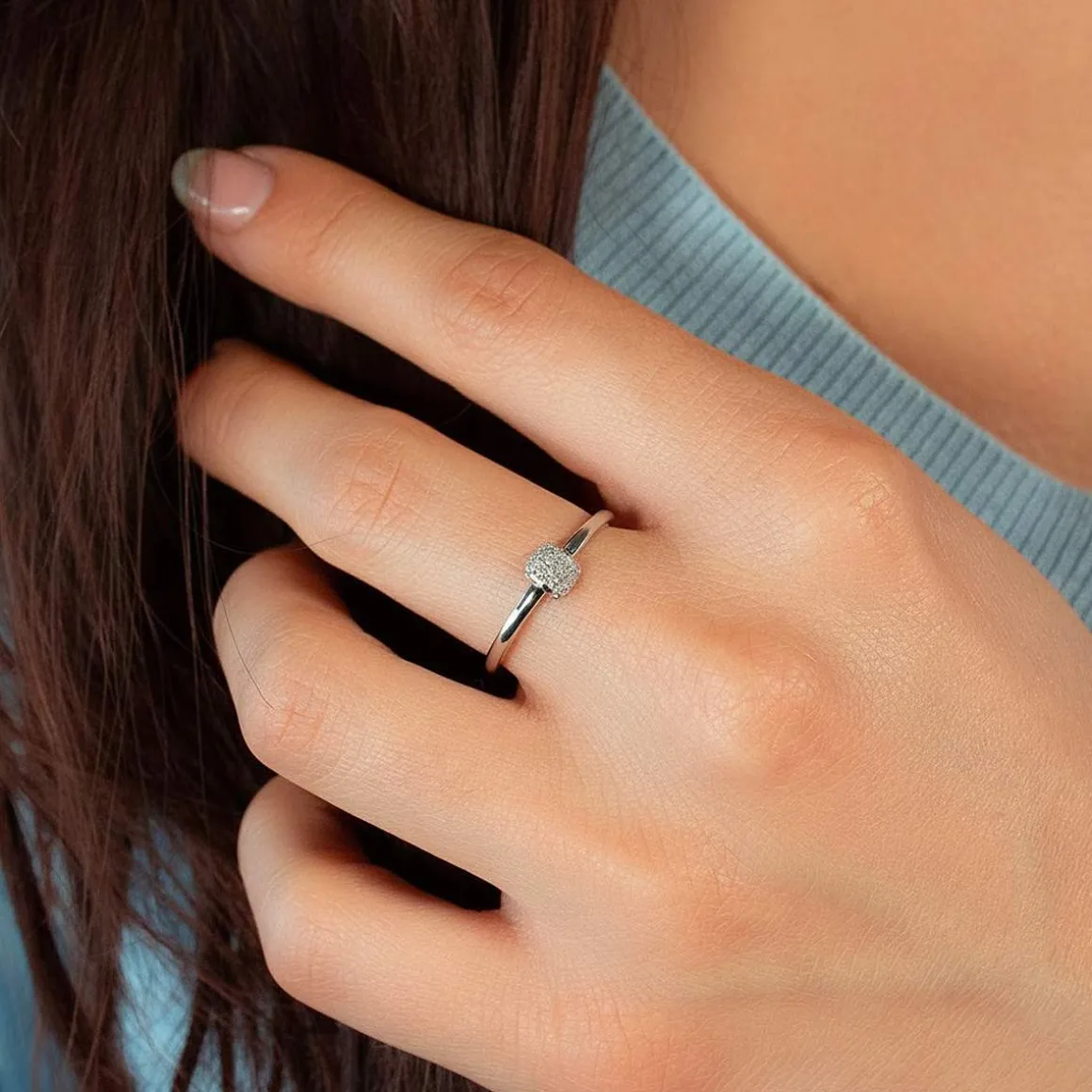 Bague or 750 blanc diamants