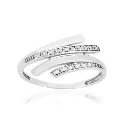 Bague or 375 blanc diamants
