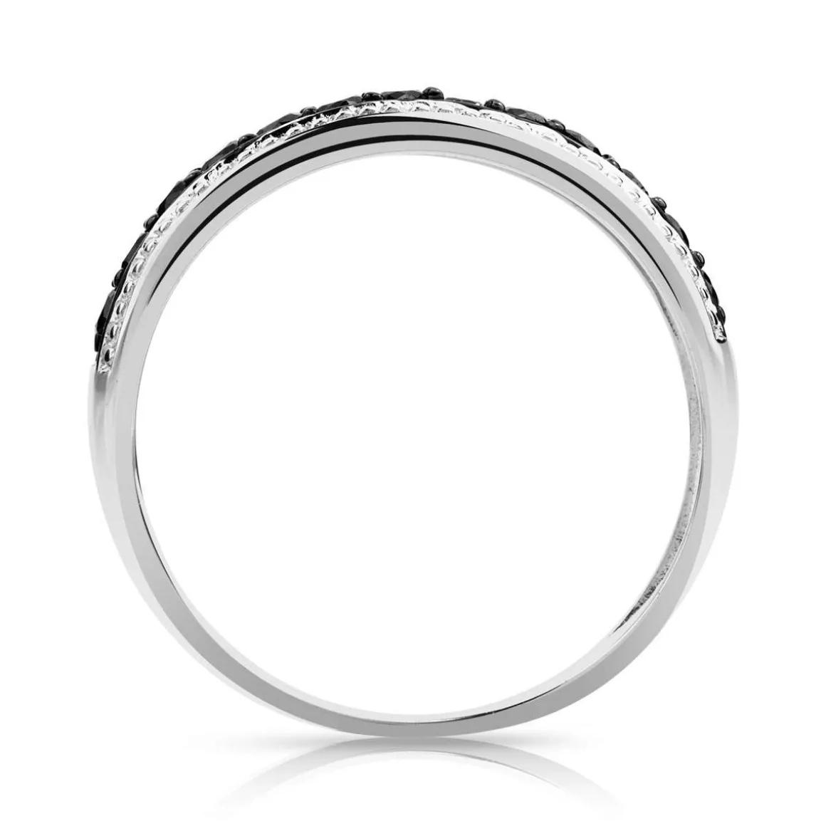 Bague or 750 blanc diamants noirs traités