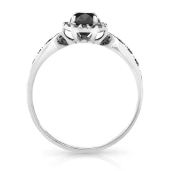 Bague or 750 blanc diamants noirs traités et diamants blancs
